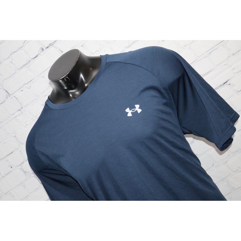 Under Armour Gym Shirt Workout Mens 3XL Blue Loose Fit Tech Polyester